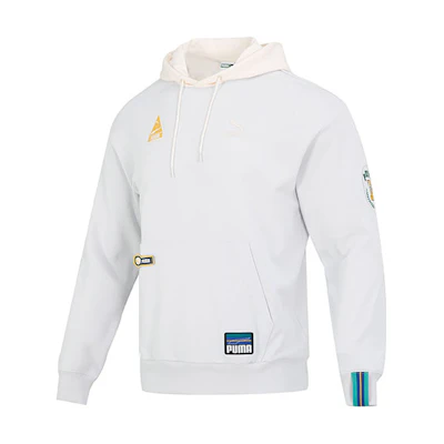 Puma Team Badge Hoodie Gray Casual Pullover Sport Sweatshirt 677377-72