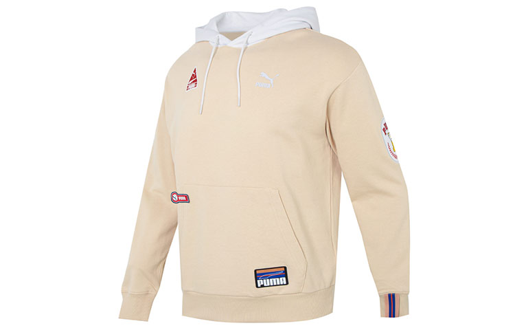 Puma Team Badge Hoodie Retro Casual Long Sleeve Pullover Khaki 677377-67