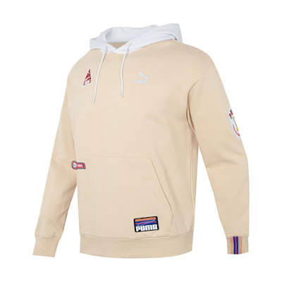Puma Team Badge Hoodie Retro Casual Long Sleeve Pullover Khaki 677377-67