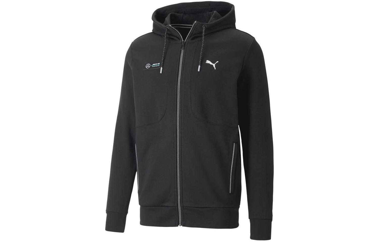 Puma Team Black Logo Graphic Casual Hoodie Jacket 538460-01