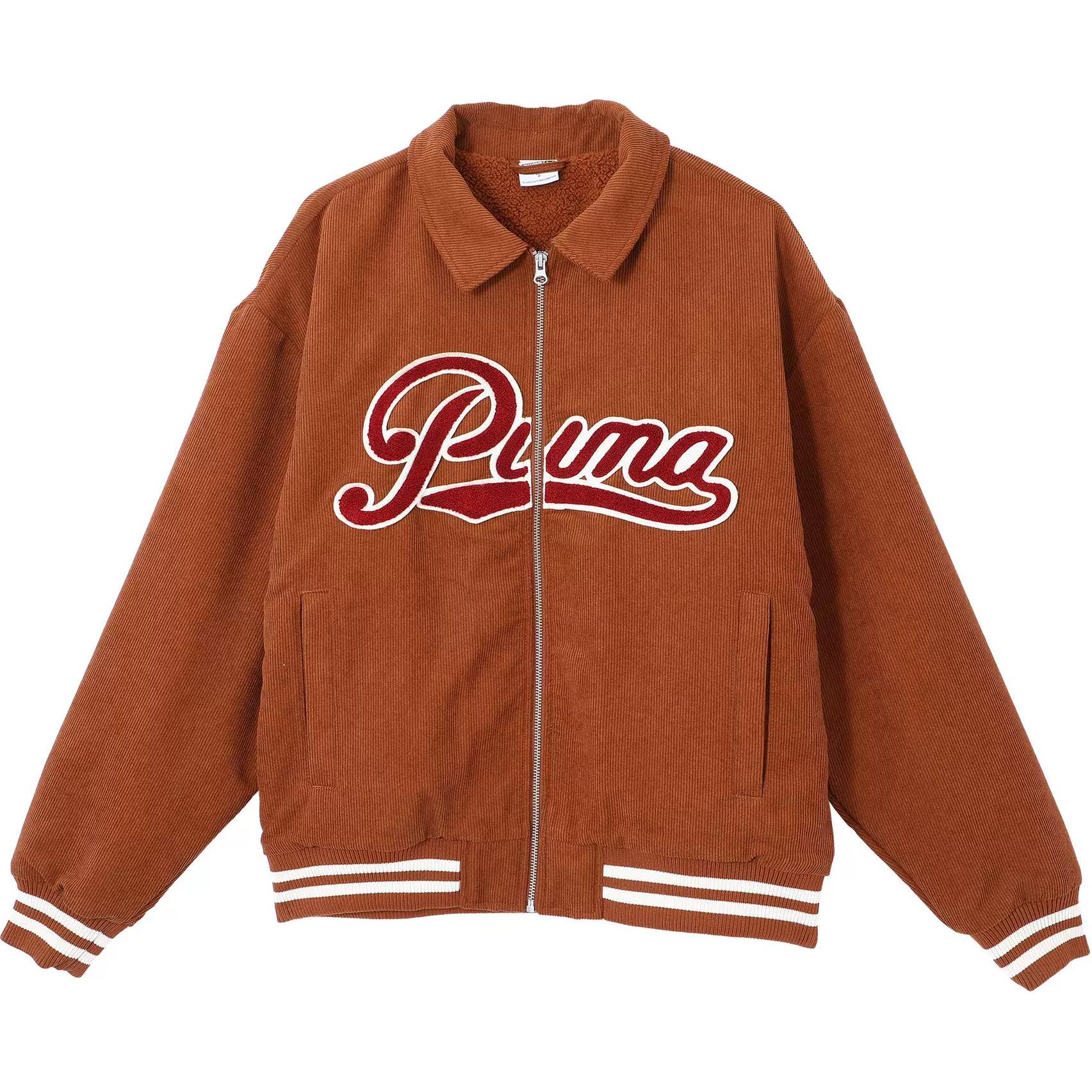 Puma TEAM CC WOVEN Corduroy Vintage Style Jacket Unisex Tan Brown 630949-98