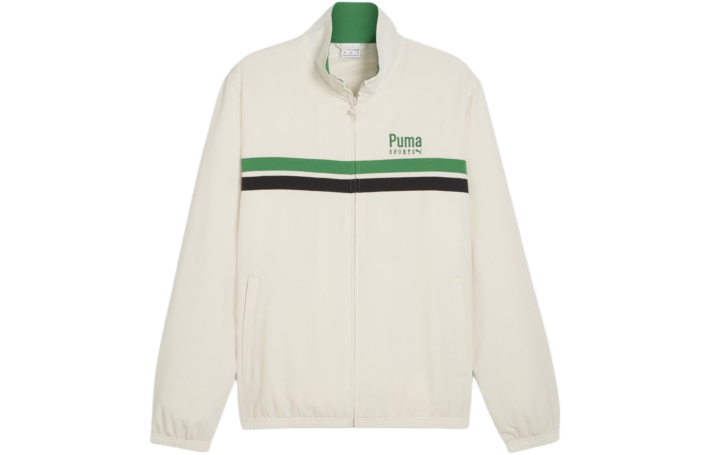 Puma TEAM Colorblock Embroidered Casual Sports Jacket - Cream White 624315-87