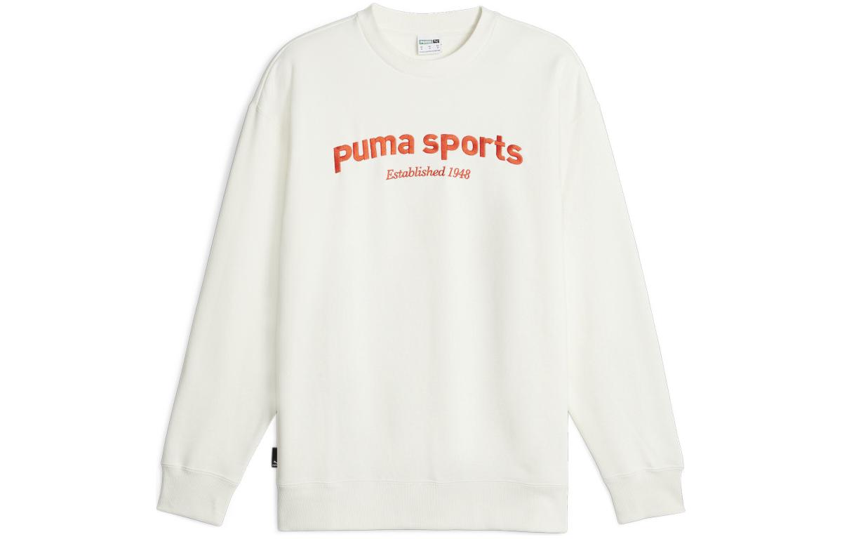 Puma TEAM Crew Fleece Embroidered Casual Loose Fit Sweatshirt White 625207-65