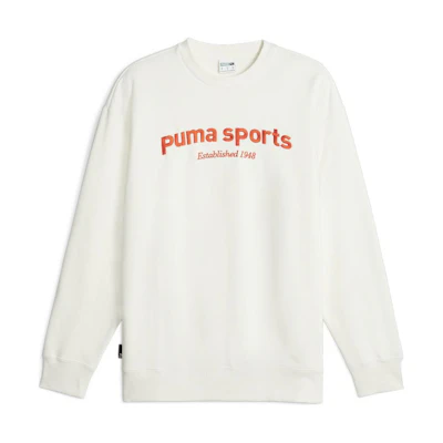 Puma TEAM Crew Fleece Embroidered Casual Loose Fit Sweatshirt White 625207-65