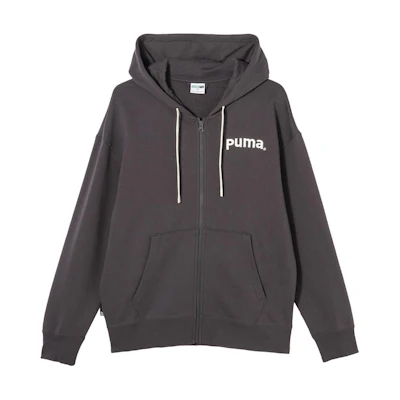 Puma Team FZ Hoodie Embroidered Zip-Up Unisex Sweatshirt - Charcoal Black 629953-97
