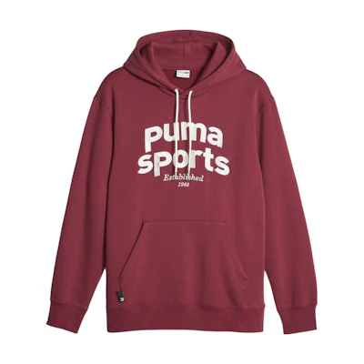 Puma Team Hoodie FL Letter Print Pullover - Maroon Red 625313-22