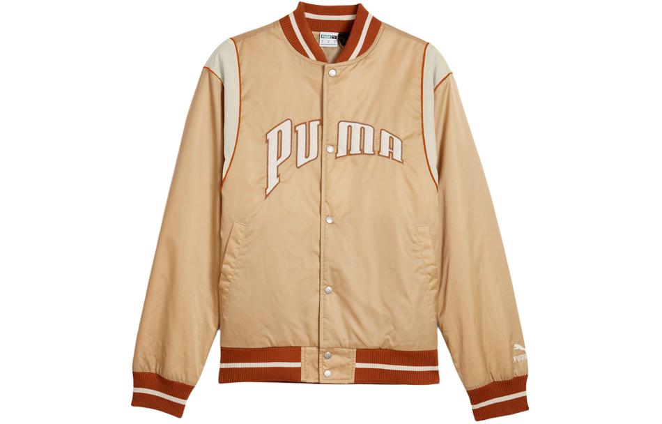 Puma Team Logo Print Unisex Casual Long Sleeve Jacket Cinnamon Color 626147-83
