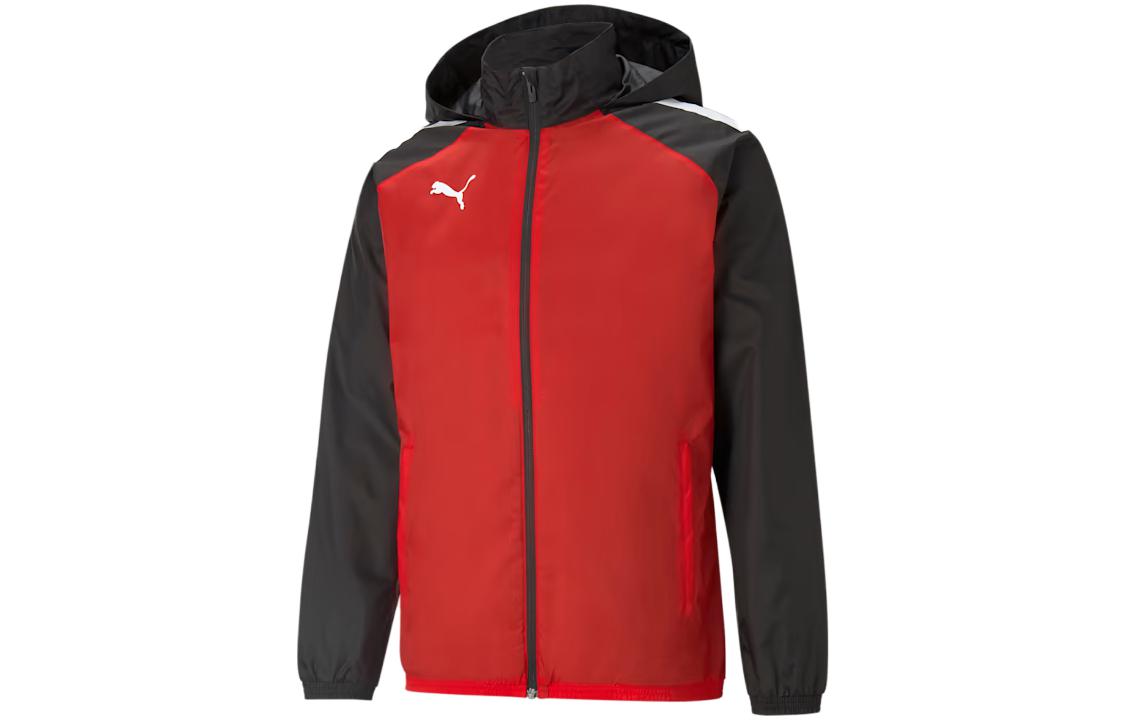 Puma Teamliga All Weather Football Jacket Red Hooded Casual Windbreaker 657245-01