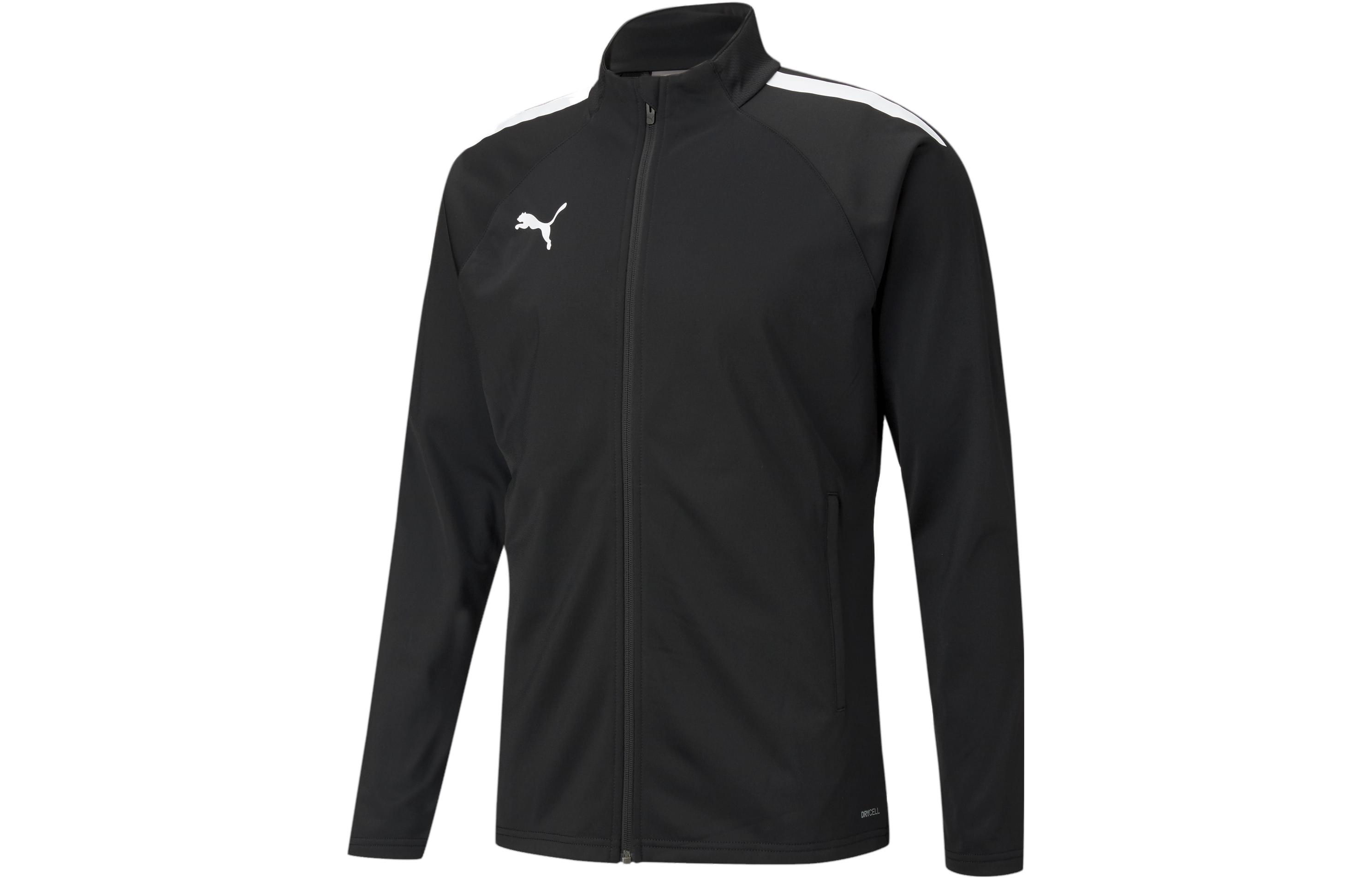 Puma teamLIGA Training Football Jacket Black Retro Style with Side Stripes 657234-03