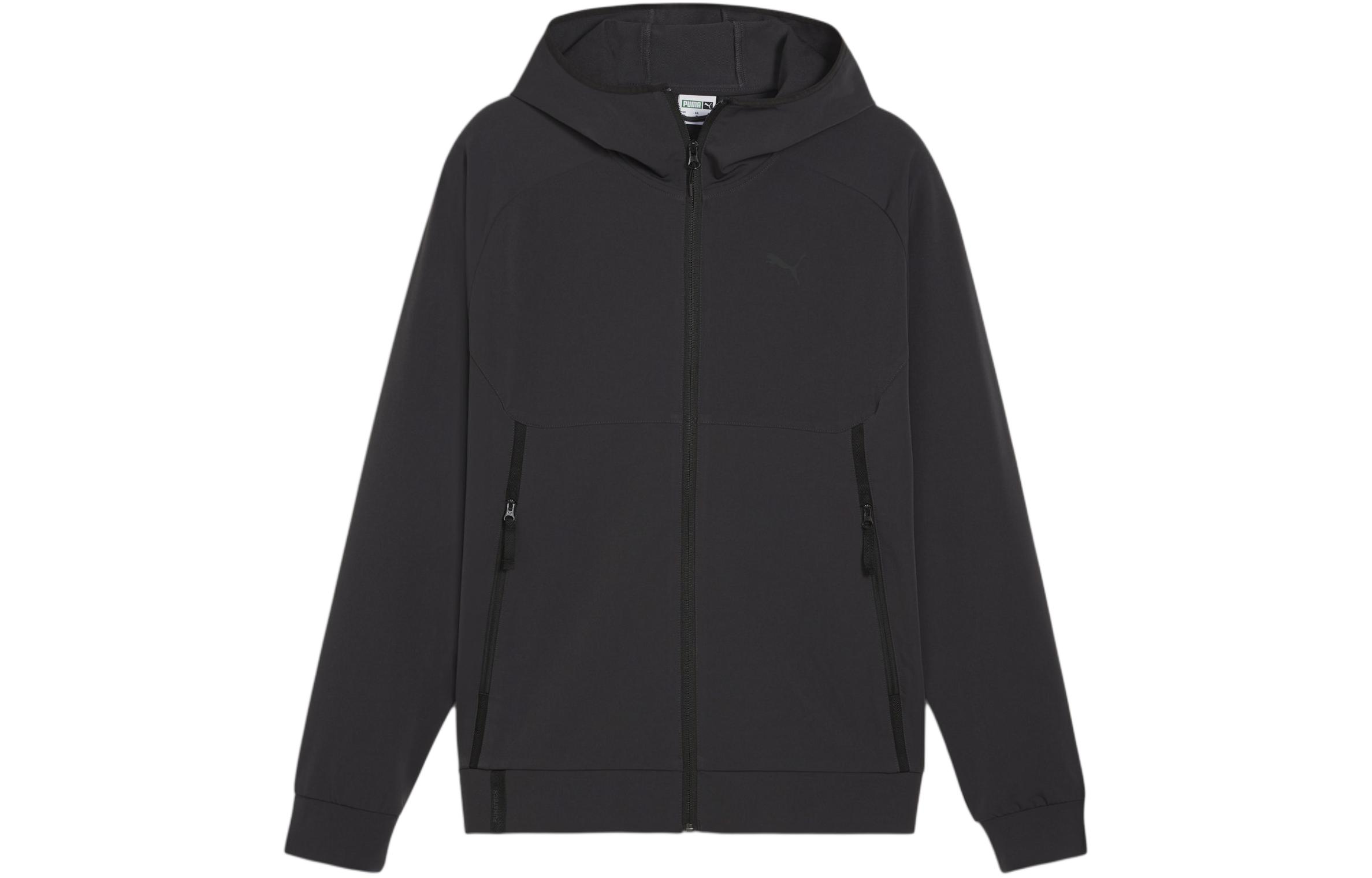 Puma TECH Black Track Jacket - Solid Color Hooded Training Jacket 625486-01