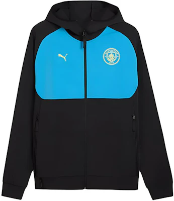 Puma TECH 徽標拼接拉鍊連帽外套 黑/藍 778759-53 Order Puma TECH 徽標拼接拉鍊連帽外套 黑/藍 778759-53