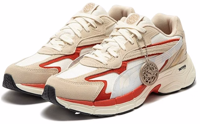 PUMA Teveris Nitro Cny 製紙 耐磨防滑 低筒 運動休閒鞋 男女同款 米紅 Lookbook PUMA Teveris Nitro Cny 製紙 耐磨防滑 低筒 運動休閒鞋 男女同款 米紅