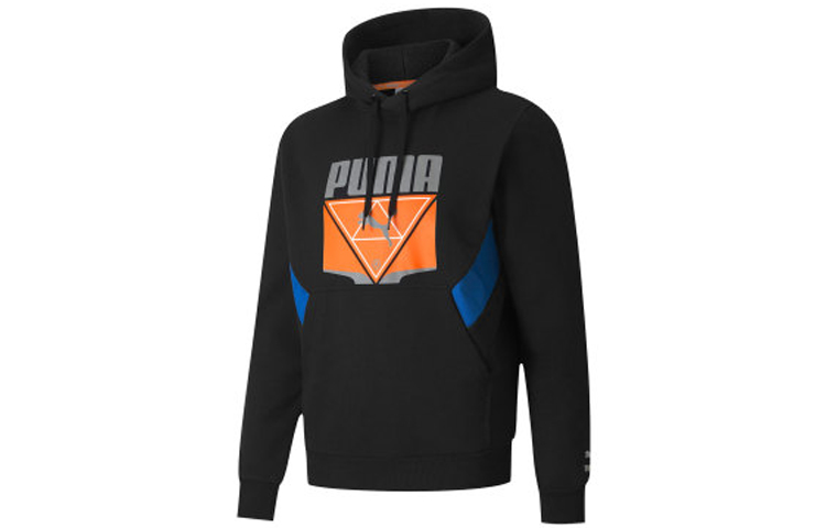Puma TFS Winterize Reflective Logo Hoodie Black Blue Unisex Casual Sweater 599348-51