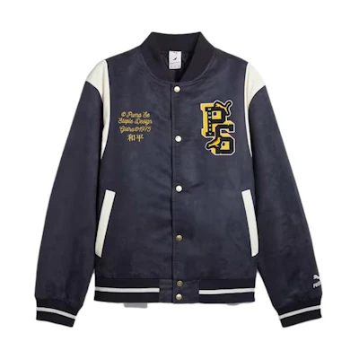 Puma TRAIN ALL DAY Staple Varsity Jacket Blue Retro Striped Letter Print 622203-16