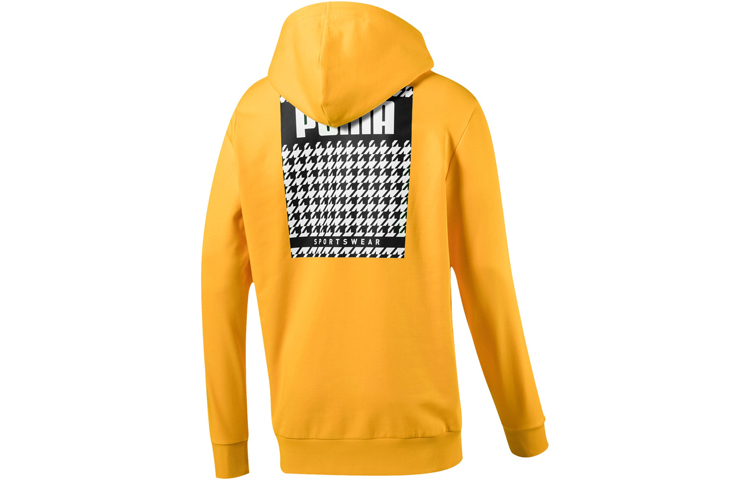Puma Trend AOP Houndstooth Print Hoodie Yellow - Casual Sport Style 596726-18