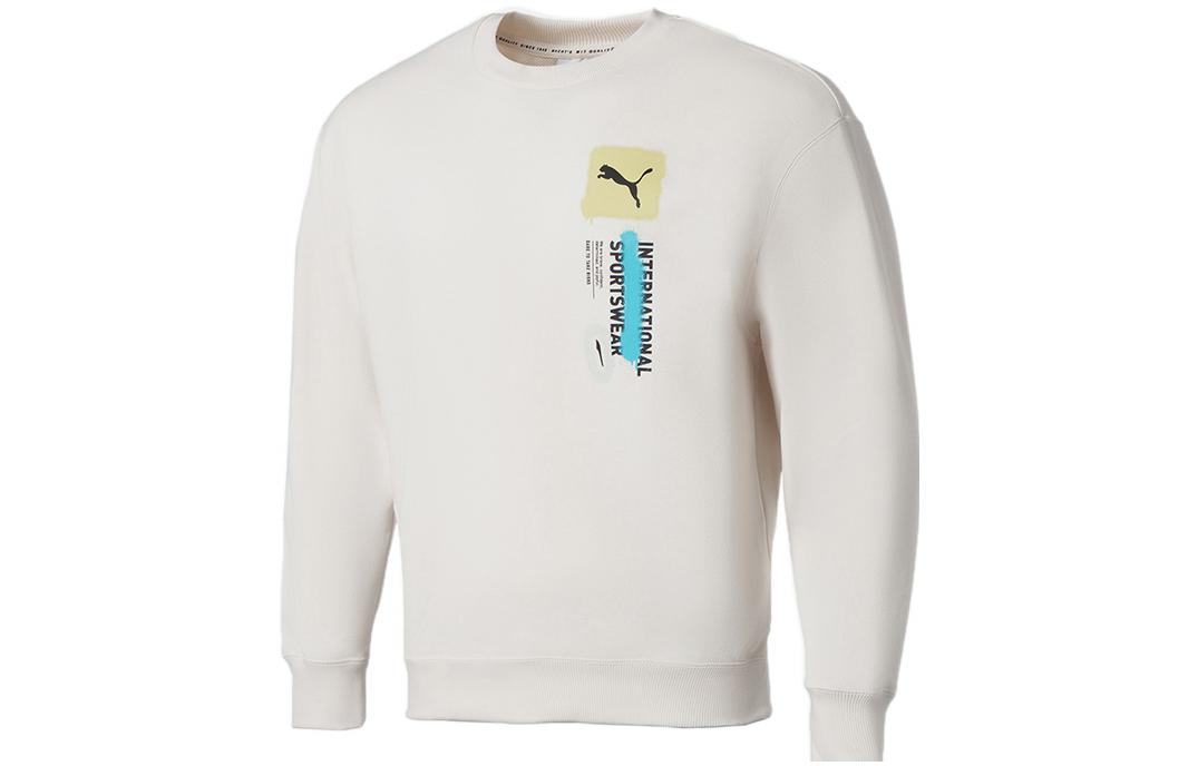 Puma Trend Graphic Logo Crewneck Pullover Sweatshirt White 536303-65