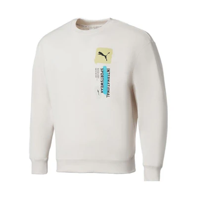 Puma Trend Graphic Logo Crewneck Pullover Sweatshirt White 536303-65
