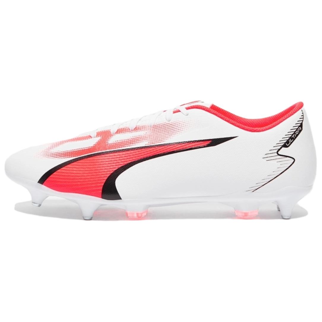 Puma Ultra Play MXSG White/Red Soft Ground Soccer Cleats Durable Comfort 107525-01