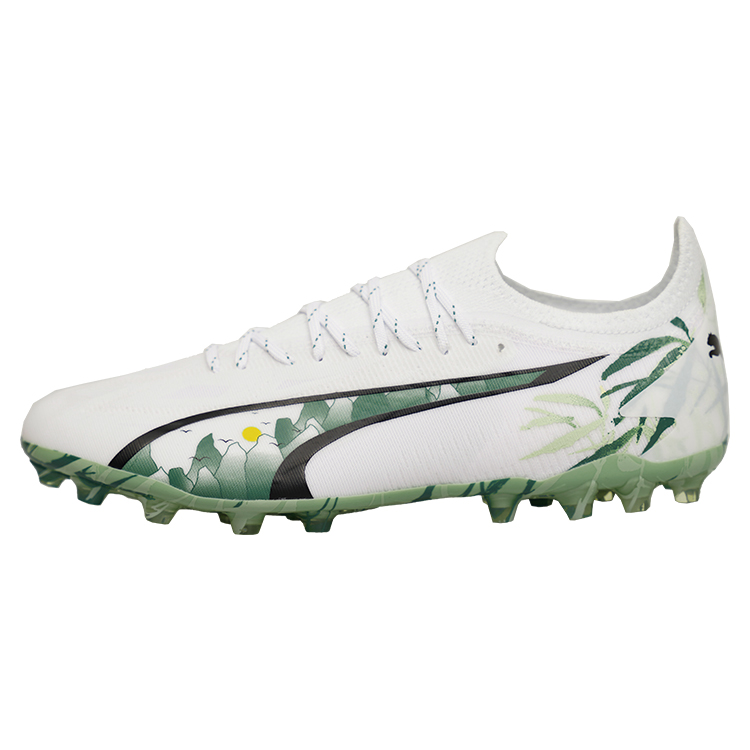 Puma Ultra Ultimate Panda MG Turf Soccer Shoes White/Green Lightweight Durable 108104-01