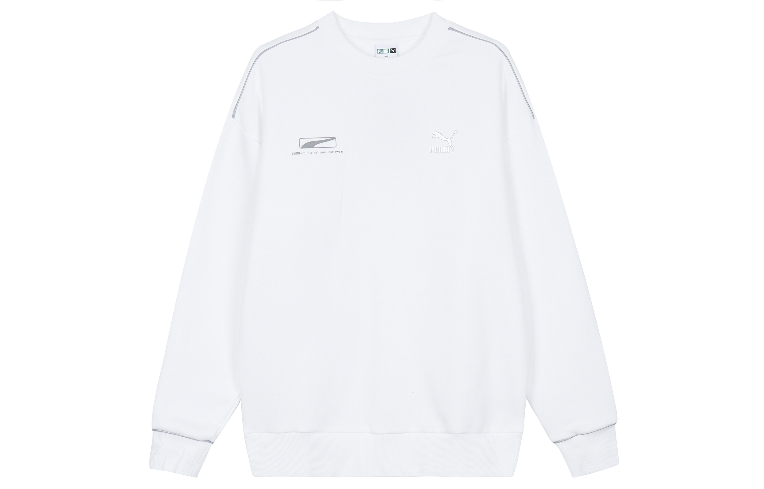 Puma Unisex Casual Crewneck Loose Fit Sweatshirt White 625075-02