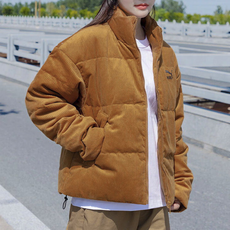 Sizing PUMA Unisex Logo Printed Lightweight Windproof Down Jacket Beige 535581-74