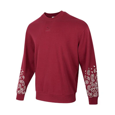Puma Unisex Red Crewneck Pullover Sweatshirt with Sleeve Print 539522-21