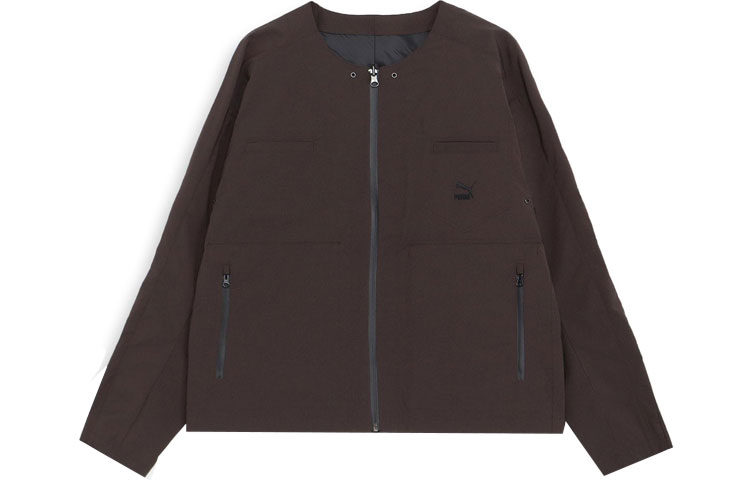 Puma Unisex Reversible Collarless Long Sleeve Jacket Brown 622718-31