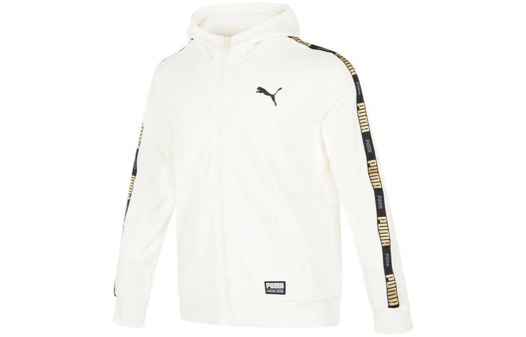 Puma Unisex Solid Stripe Logo Print Zip-Up Hooded Jacket 539532-93