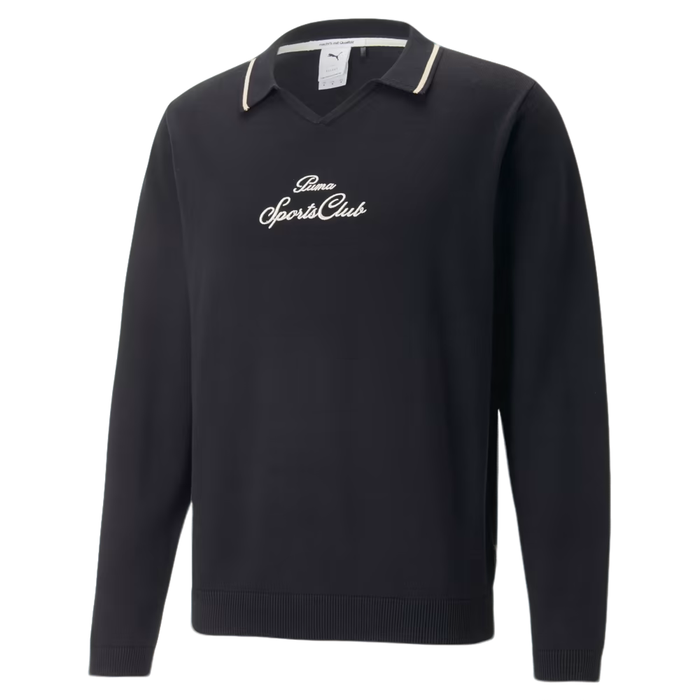 Puma Unisex V-Neck Long Sleeve Pullover Sweatshirt Black - Breathable & Stylish 537995-01