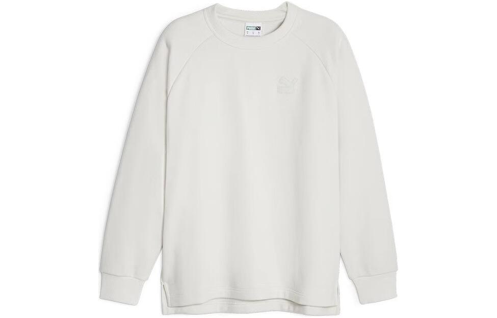 Puma Unisex White Raglan Sleeve Crewneck Sweatshirt Plain Casual Style 625299-17