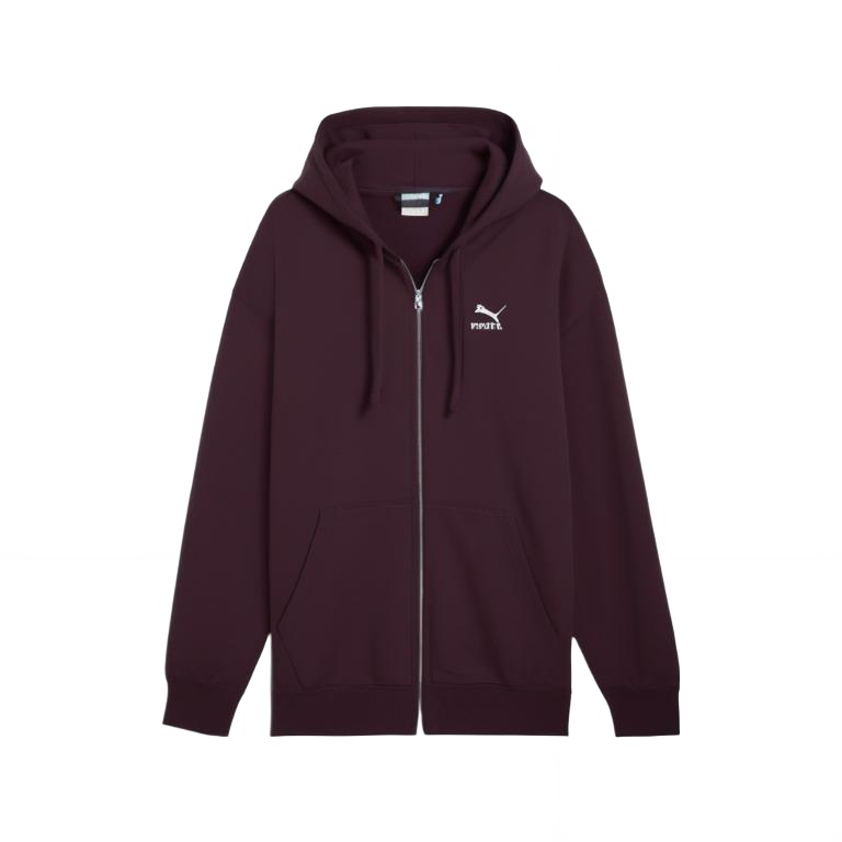 Puma Unisex Zip-Up Hoodie Midnight Purple with Logo Print Long Sleeves 626106-44