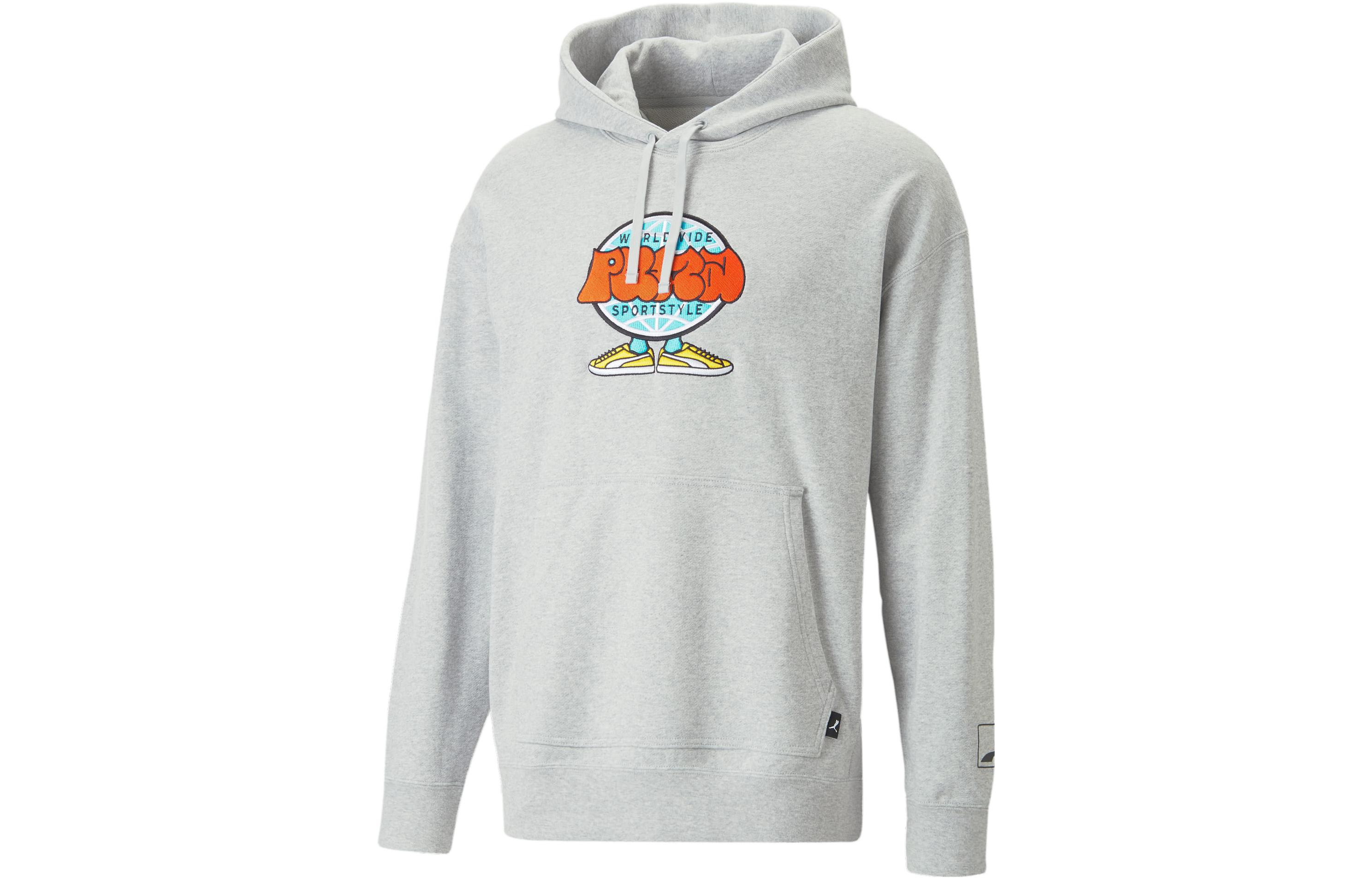 Puma UPTOWN Loose Fit Embroidered Hoodie Long Sleeve - Gray 538027-04