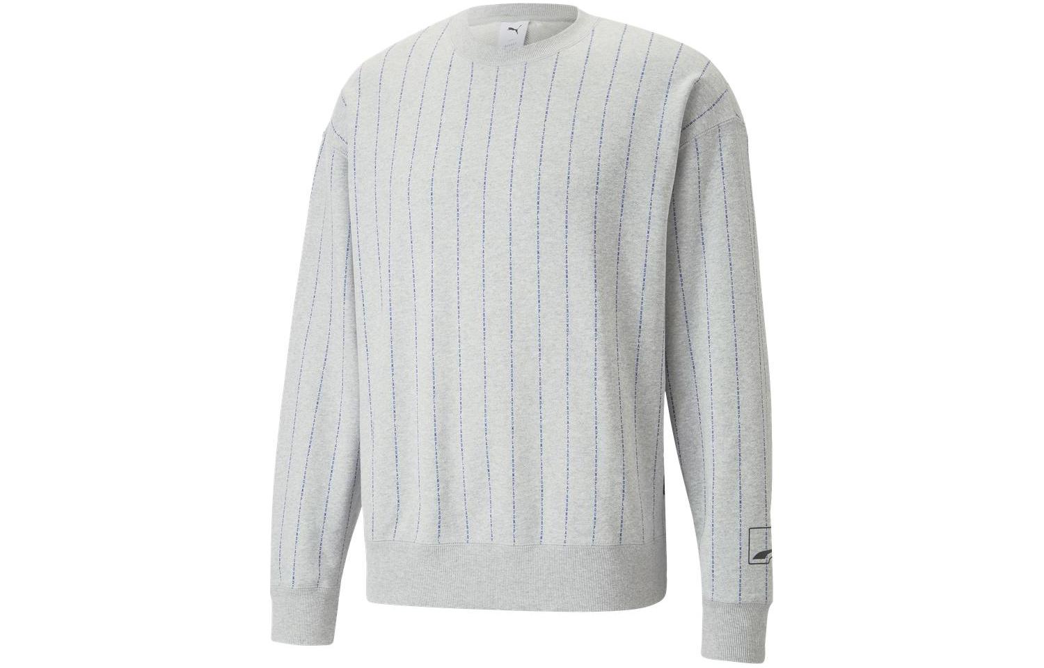 Puma Uptown Stripe Crewneck Long Sleeve Sweatshirt Unisex Grey 539162-04