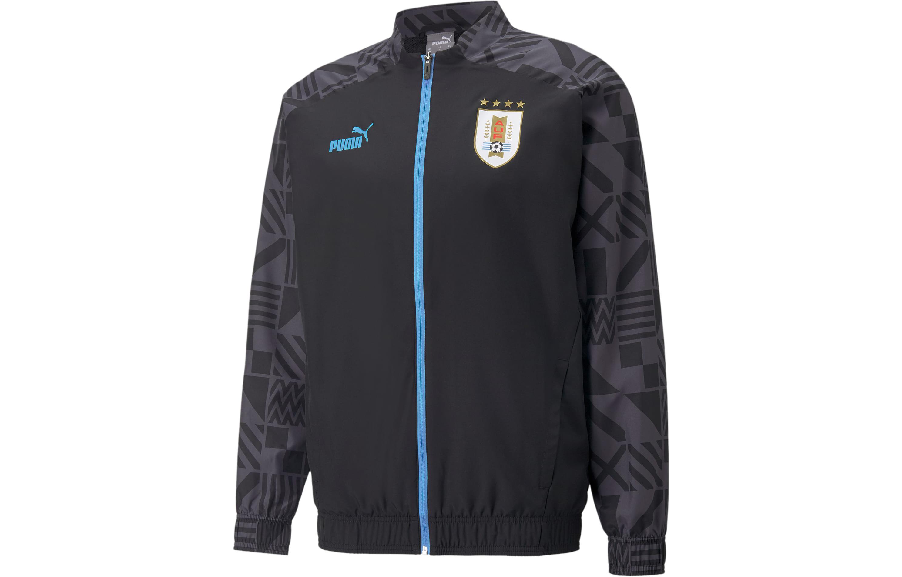 Puma Uruguay Football Prematch Jacket Black Full-Zip Long-Sleeve 768083-03