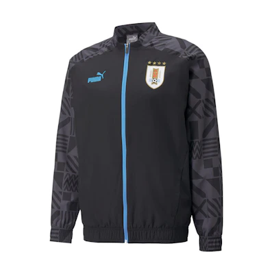 Puma Uruguay Football Prematch Jacket Black Full-Zip Long-Sleeve 768083-03