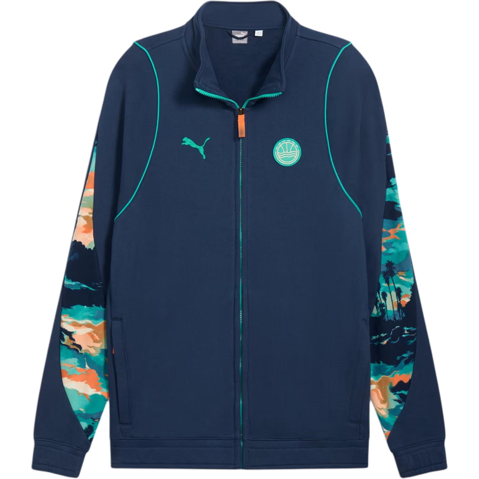 Puma Veniceball SS24 Logo Floral Print Zip Jacket Navy Blue Fashion 685553-01