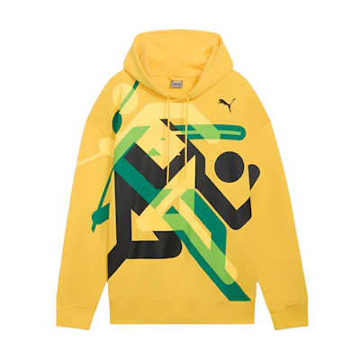Puma Village Letter Print Hoodie Yellow Green Long Sleeve Pullover 526304-34