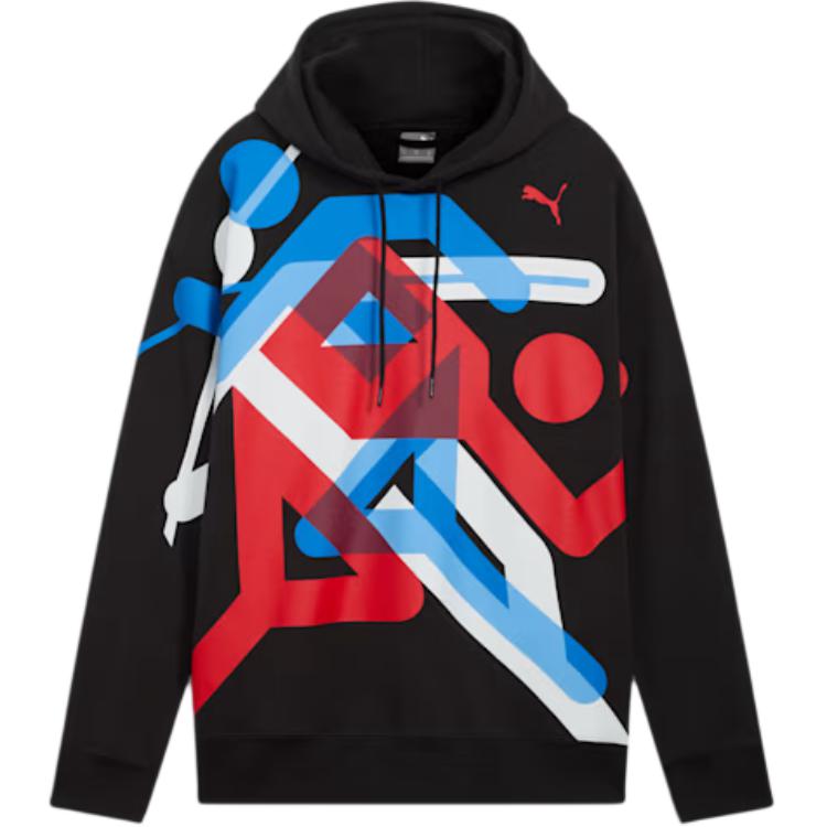 Puma Village Outdoor Hoodie Black Red Pullover with Graphic Print 526304-17