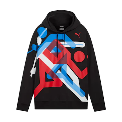 Puma Village Outdoor Hoodie Black Red Pullover with Graphic Print 526304-17