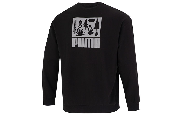 Puma Vintage Logo Crewneck Sweatshirt Black - Casual Fall Pullover 538780-01