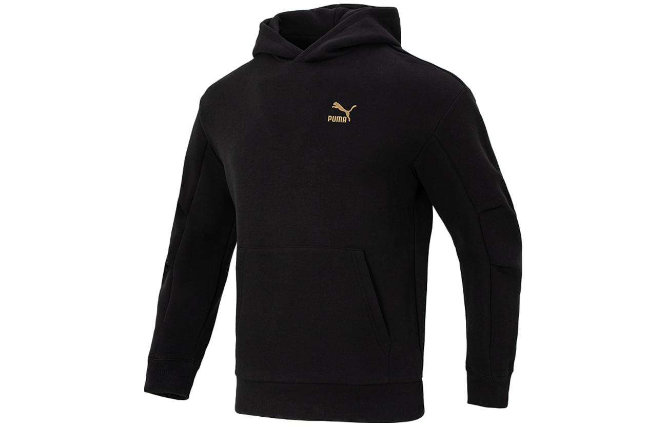 Puma Vintage Logo Print Pullover Hoodie Unisex Black - Breathable Design 625255-01