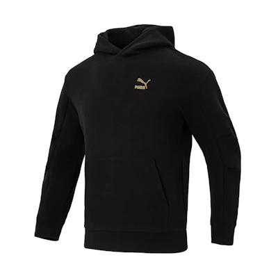 Puma Vintage Logo Print Pullover Hoodie Unisex Black - Breathable Design 625255-01