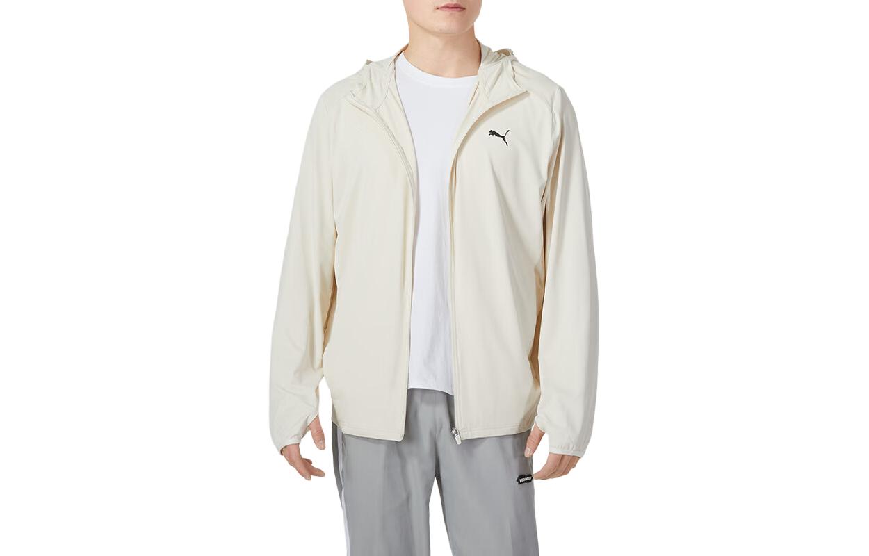 Puma White Breathable Running Training Hoodie Jacket 682912-87