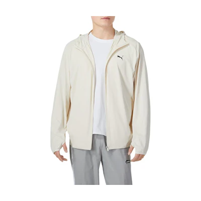 Puma White Breathable Running Training Hoodie Jacket 682912-87