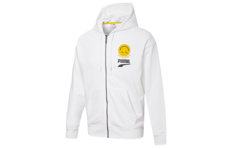 Puma White Casual Printed Hoodie Jacket 530160-02