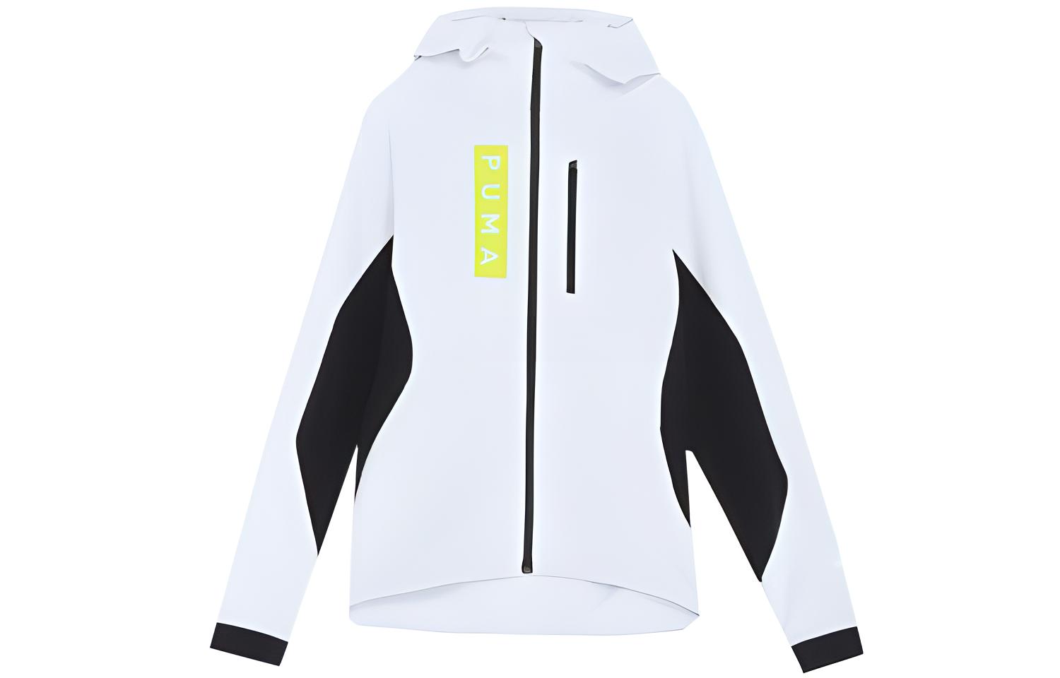Puma White Colorblock Letter Print Hooded Casual Jacket 525231-42