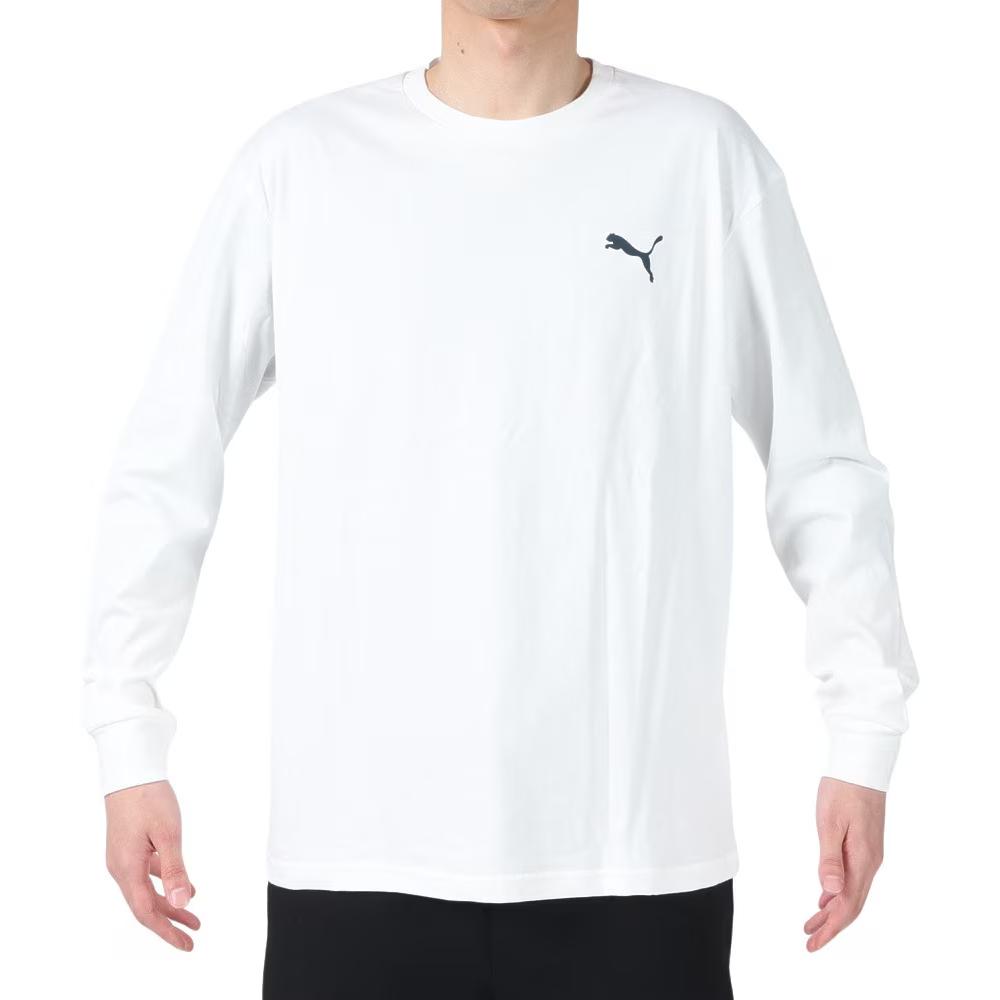 Puma White Crewneck Loose Fit Sweatshirt with Letter Print 674805-02