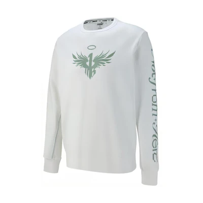 Puma White Crewneck Sweatshirt with Letter Graphic Print 621966-02