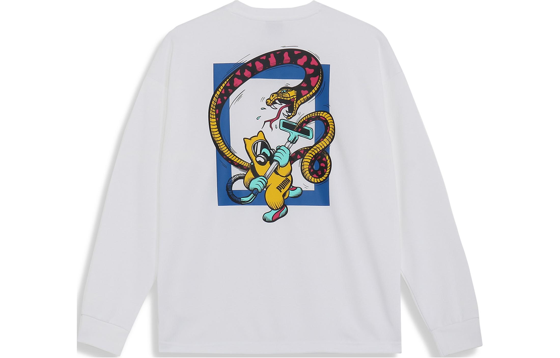 Puma White Crewneck Sweatshirt with Letter Print Design 623033-02