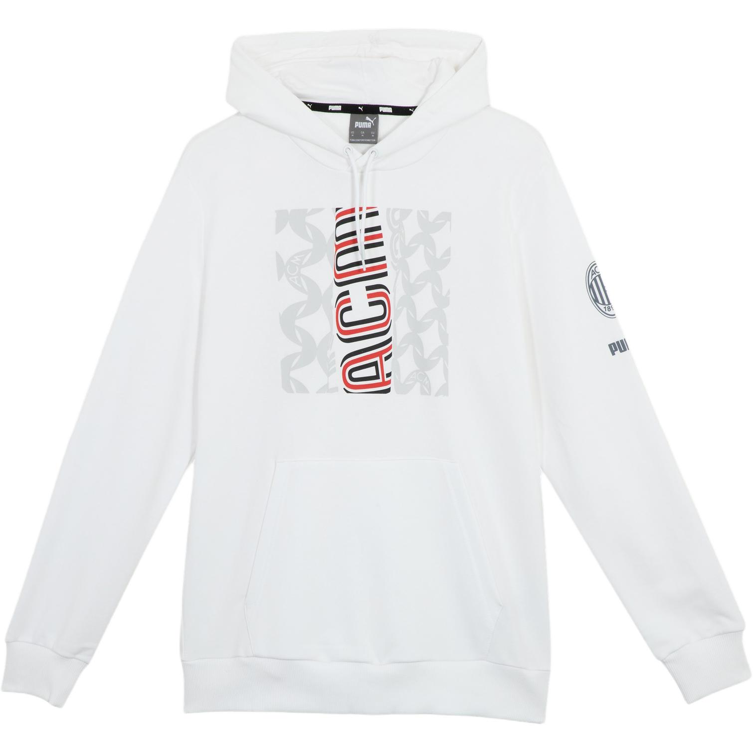 Puma White Football Hoodie with Comfortable Drawstring and Letter Print 772316-02